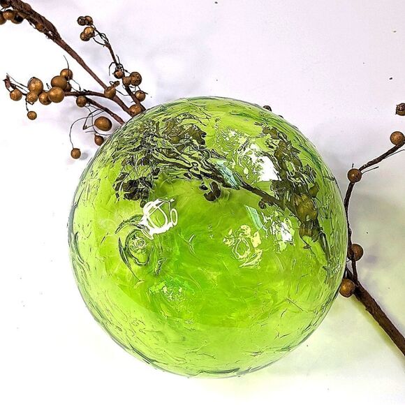 Crate&Barrel Lime Green Blown Glass Ball Ornament - Picture 5 of 6
